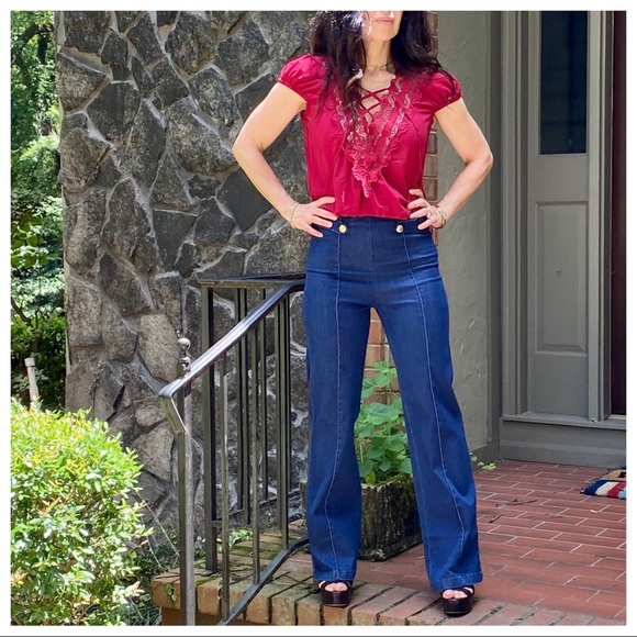 ✨LAST ONE✨BOHO CHIC WIDE LEG JEANS SAILOR PANTS - Picture 9 of 14
